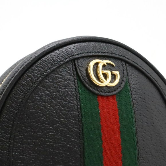 GUCCI Ophidia Sherry Line GG Marmont Round Backpack Rucksack Leather Black 59866